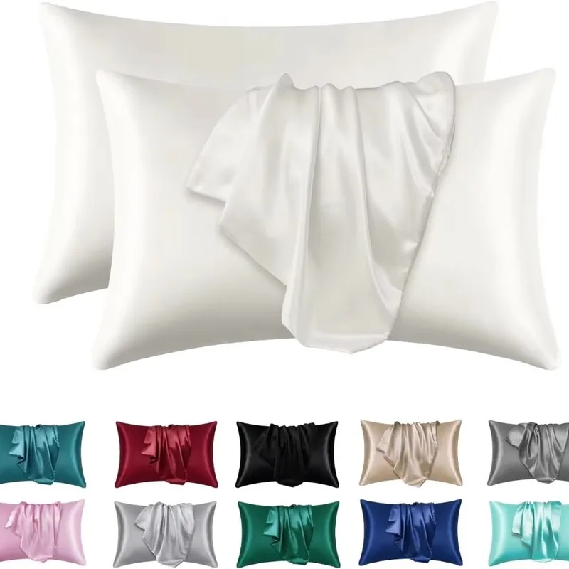 Silk Pillowcase Set - 1/2 шт. атласных шелковых наволочек для