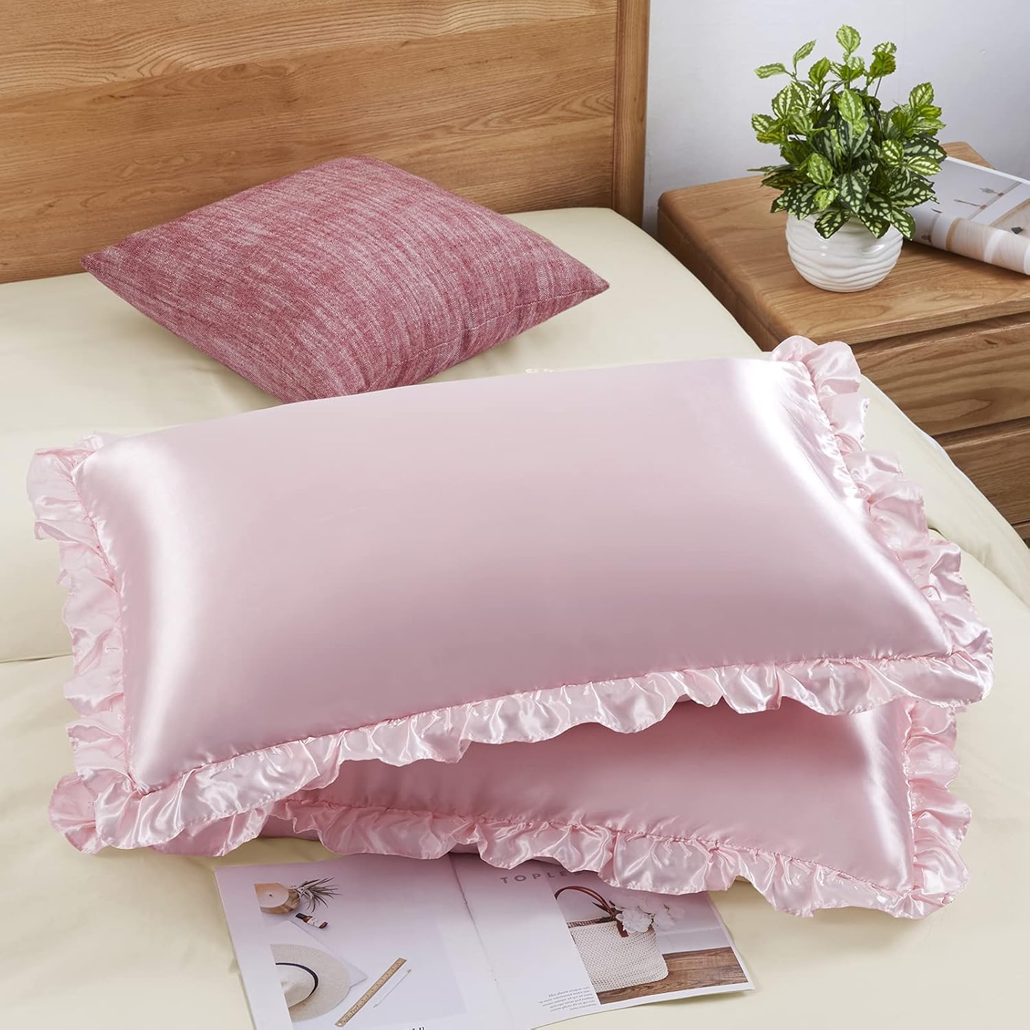 2 шт. атласных наволочек с рюш – обзор и цена Silk Pillowcase Set